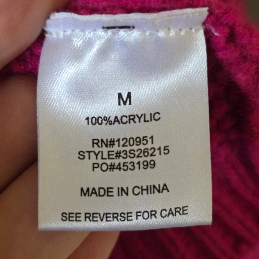 Hippie Rose Cable Knit Sweater Women Medium Pink Cropped Chunky Barbiecore Boho